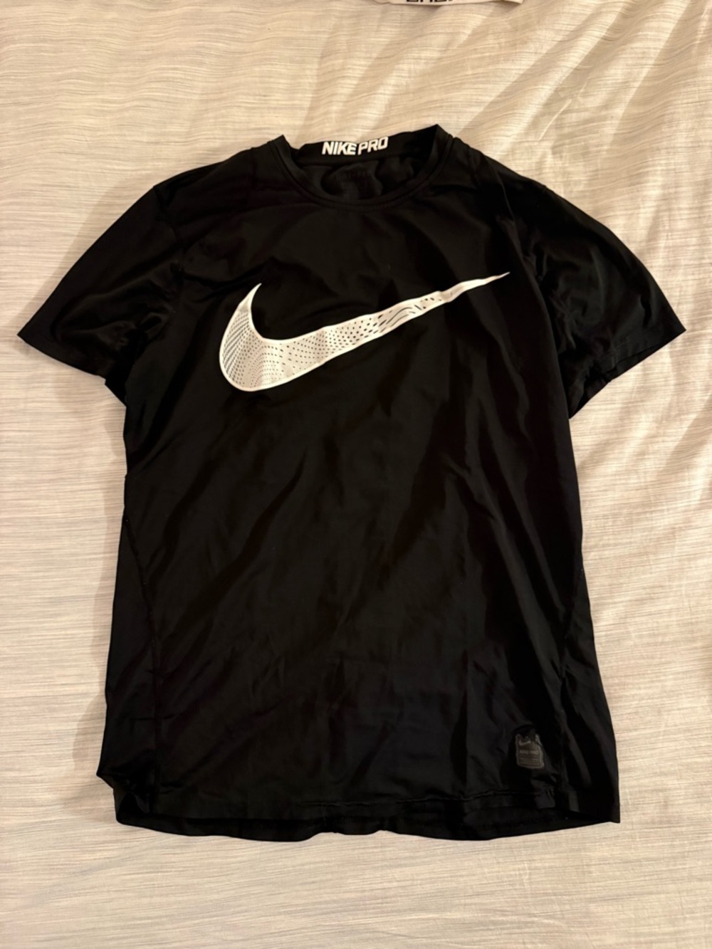 Nike Black Short-Sleeve Pro Training Tee with White Swoosh